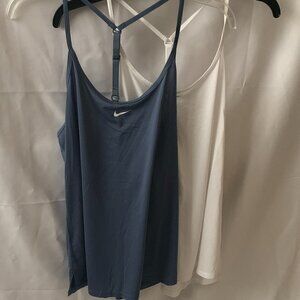 NIKE WOMEN'S Dri-Fit One Standard Fit Tank Set in White/Dark Lavender Sz LARGE